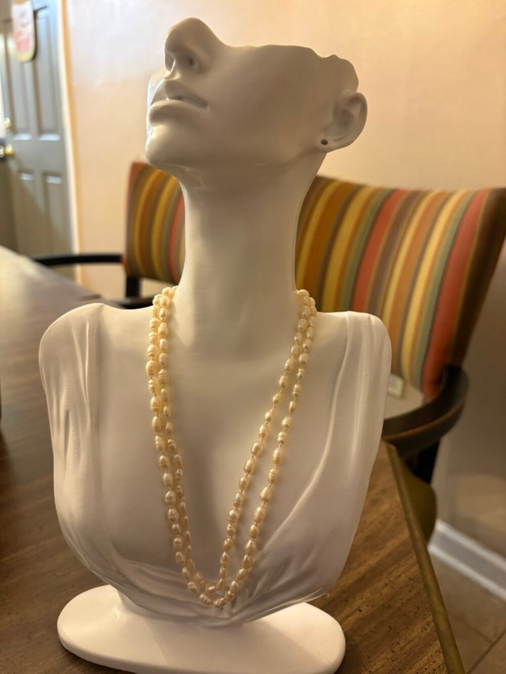 Freshwater Pearl Necklace 34in White Rice Pearls Opera Length